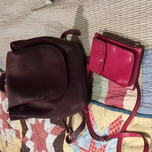 Portland Leather Goods Plum Bucket Backpackw/Patricia Nash wallet